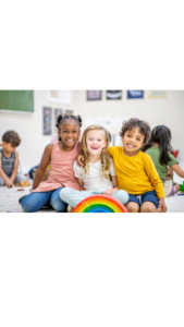 Alternative Text: A diverse group of children actively participates in a classroom activity, collaborating with peers as they engage in hands-on learning. This dynamic environment promotes language development, social skills, and critical thinking through interactive lessons and group discussions. Keywords: classroom activities, language development, social skills, interactive learning, early education, peer collaboration.